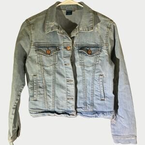 Arizona Jean Company Youth Girls Large 14 Button Front Blue Denim Jean Jacket
